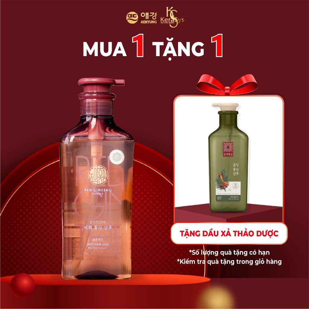 Dầu gội thảo dược Dong Ui Hong Sam Prunus Mume Flower Hàn Quốc tinh chất hoa mận ngăn rụng tóc và làm phồng tóc 500ml
