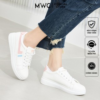 Giày thể thao nữ mwc 0781 - giày thể thao nữ phối viền màu siêu cute sneaker da êm chân đế bằng hot trend