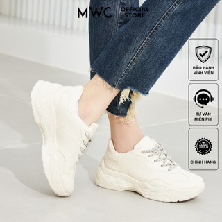Giày MWC 0544 - Giày Thể Thao Nữ Đế Cao, Giày Thể Thao Da Trơn Năng Động