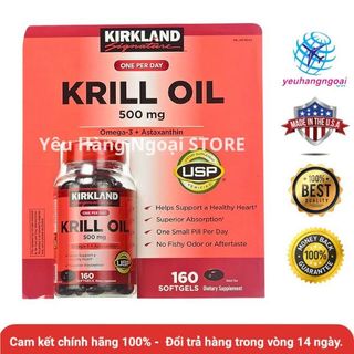 Dầu nhuyễn thể krill oil 500mg kirkland của mỹ.