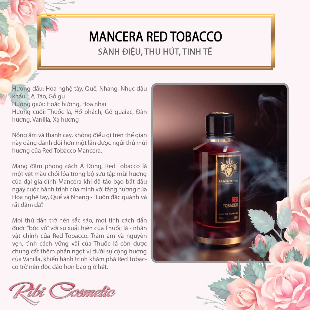 Nước Hoa Nam Mancera Red Tobacco Thu Hút Tinh Tế Ribicosmetics