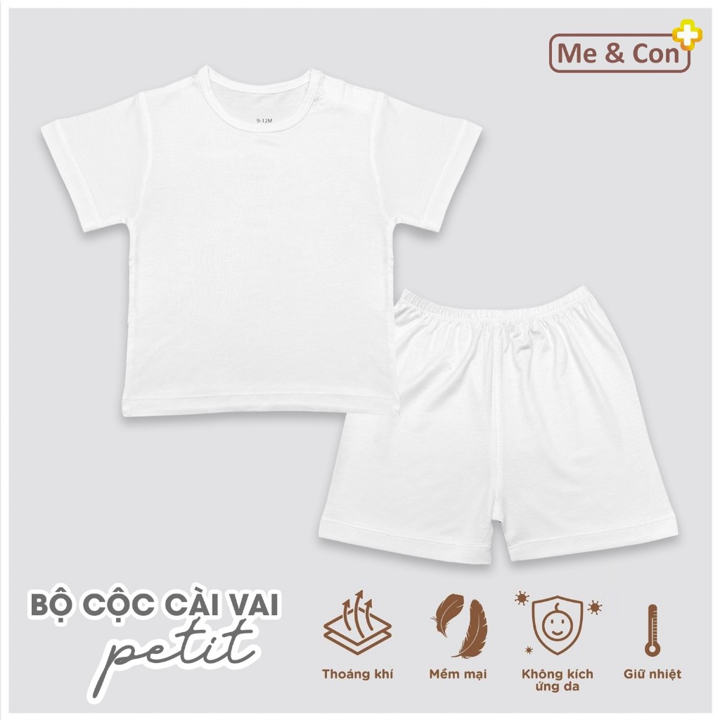 P.cộc cổ tròn & cộc cài vai trắng peptit thương thiệu Mẹ và Con