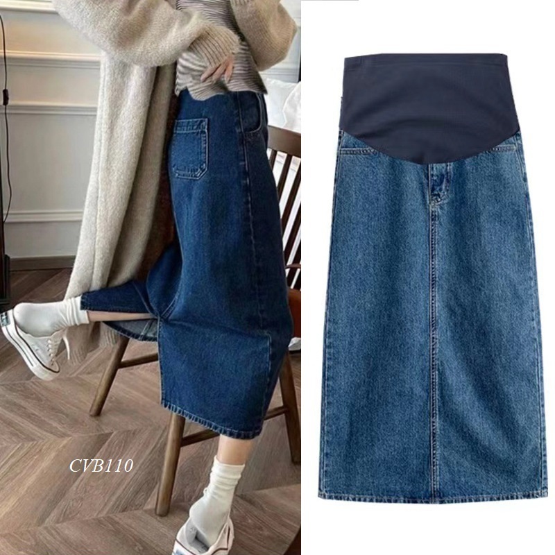 Chân Váy Jean Bầu Dài CVB110