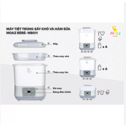 Máyhâm sữa-tiệt trùng sấy khô bình sữa Moaz BéBé MB – 011