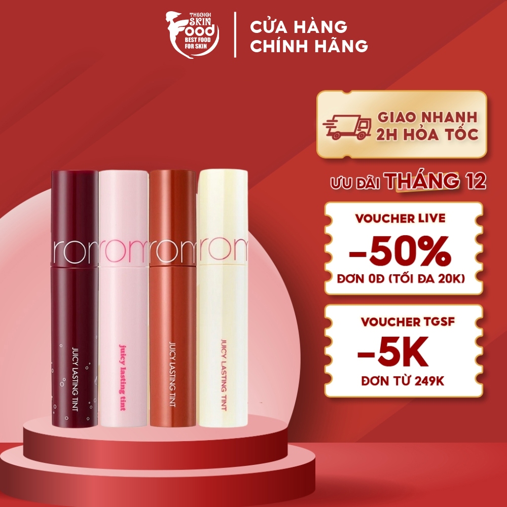  Son Tint Bóng, Siêu Lì, Căng Mọng Môi Hàn Quốc Romand Juicy Lasting Tint 5.5g