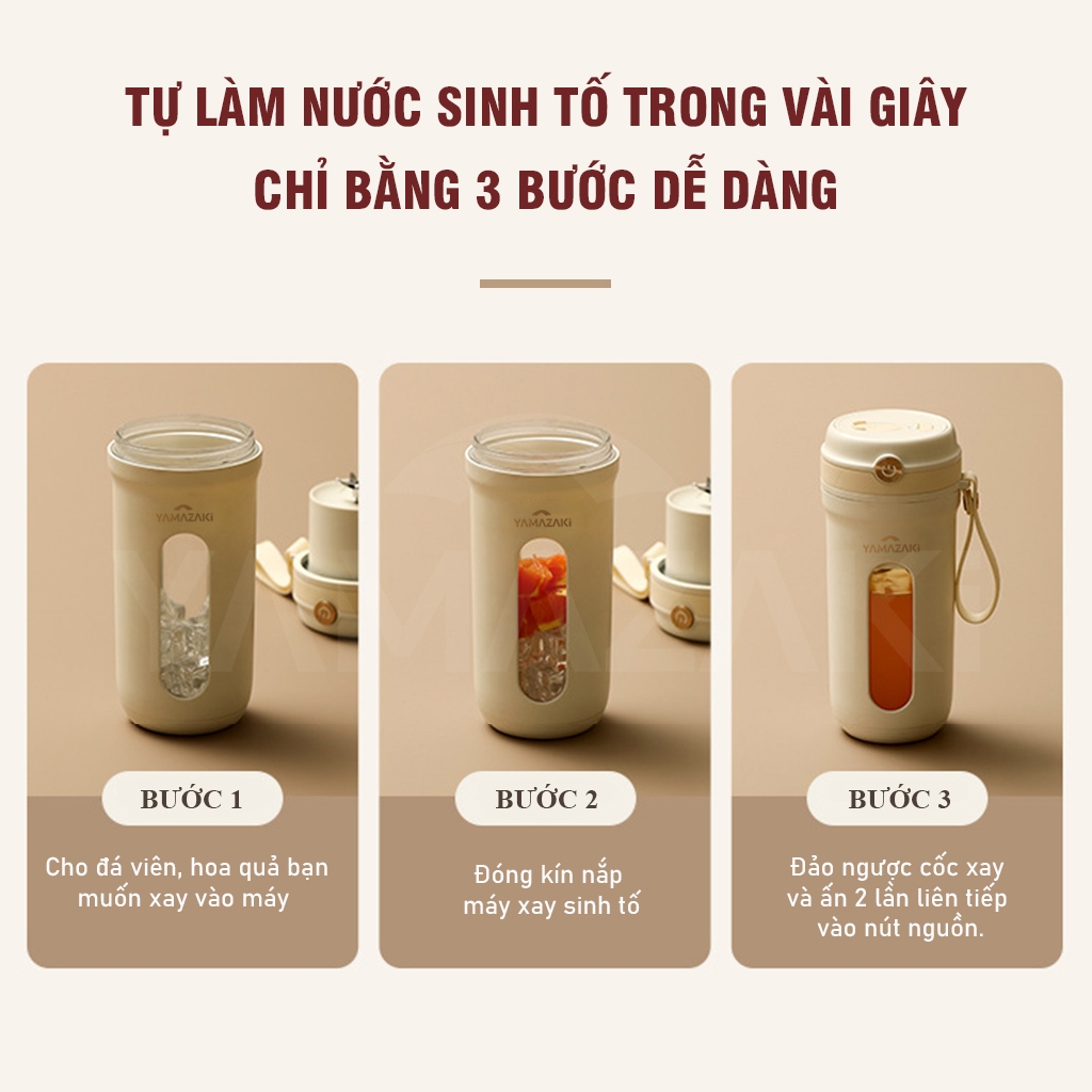 Máy xay sinh tố cầm tay YAMAZAKI máy xay hoa quả mini đa năng 10 lưỡi inox 80w tặng kèm ống hút silicon - BH 1 năm