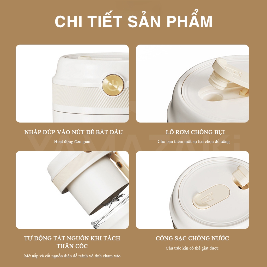 Máy xay sinh tố cầm tay YAMAZAKI máy xay hoa quả mini đa năng 10 lưỡi inox 80w tặng kèm ống hút silicon - BH 1 năm