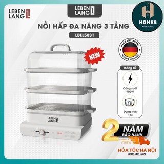 Nồi hấp điện đa năng lebenlang lbel5031 | nồi hấp 3 tầng điện đa năng làm từ chất liệu nhựa cao cấp