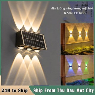 Đèn tường năng lượng mặt trời không thấm nước Đèn Năng Lượng Mặt Trời RGB đèn trang trí ngoài trời đèn ngoài trời sân vư