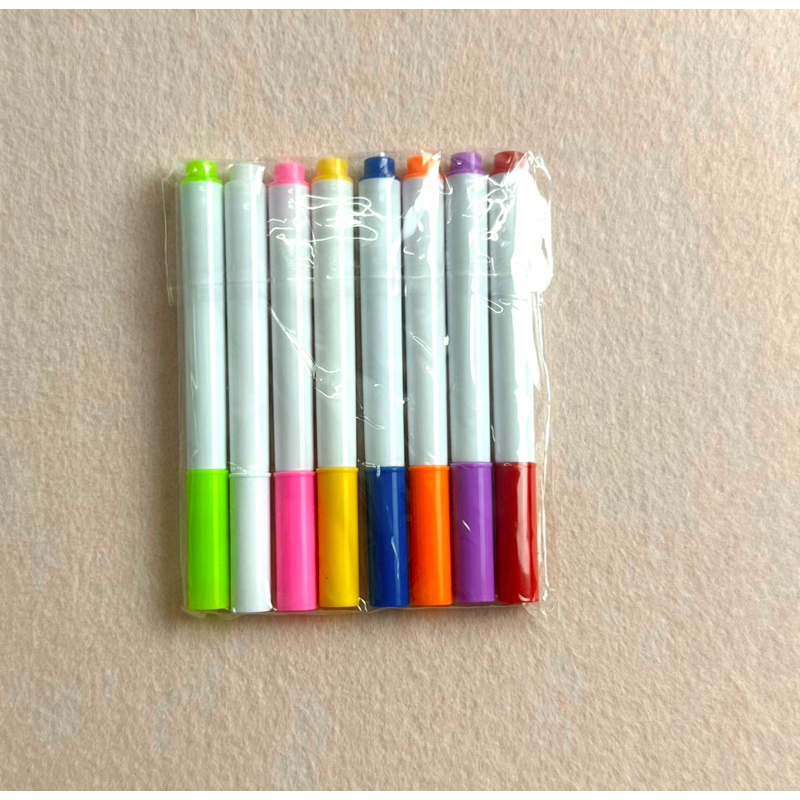 Bộ 8 màu Bút dạ ngòi nhỏ viết bảng Mica, mặt kính, bảng gỗ đen, dễ tẩy xoá