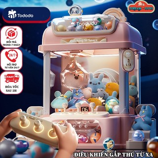 Máy gắp thú mini phi hành gia kích thước lớn có nhạc và đèn kèm xu đếm thời gian,điều khiển gắp thú từ xa và thú bông