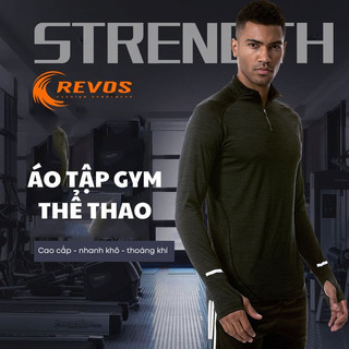 Áo thể thao nam tập gym, chạy bộ cao cấp thấm hút mồ hôi REVOS Áo thun dài tay nam cổ đứng có khoá, áo đạp xe nam KP075