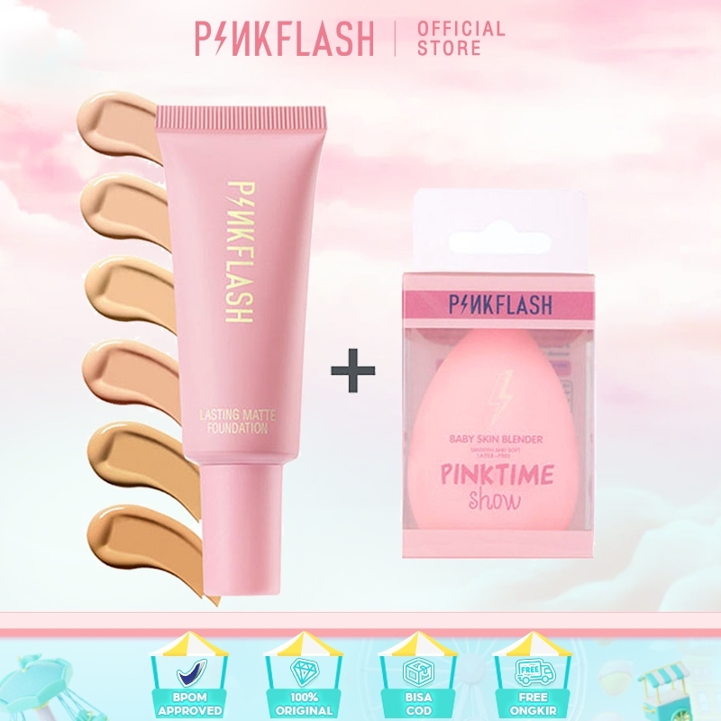 Kem nền PINKFLASH Matte Full Coverage Kiểm soát dầu lâu trôi cho lớp trang điểm 3 màu 2pc