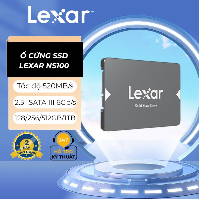 Ổ cứng SSD 128GB/ 256GB/ 512GB/ 1TB Lexar NS100 2.5” SATA III , tốc độ đọc 520Mb/s, chính hãng bảo hành 3 năm
