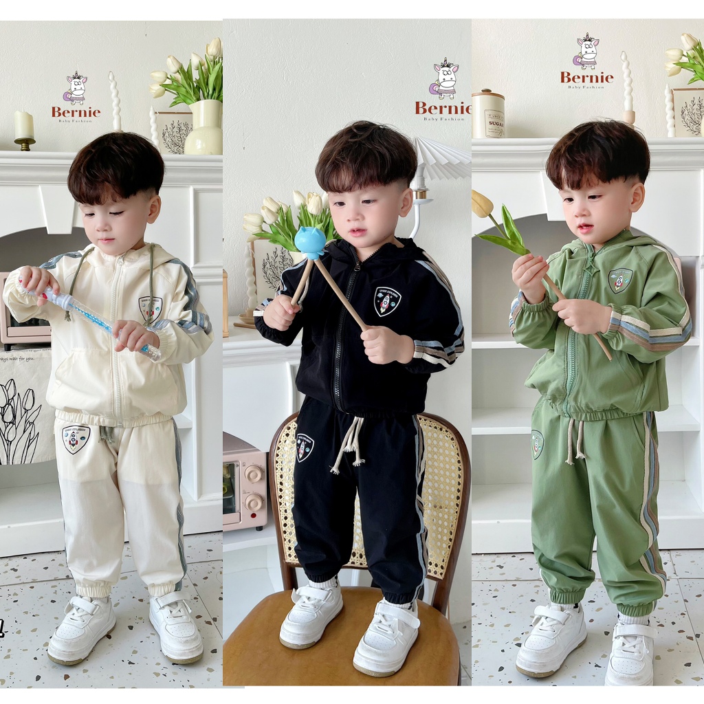 Bộ gió bé trai bé gái 2 lớp in Tên lử.a Bernie - Bộ thể thao cho bé từ 9-23kg - 23B481