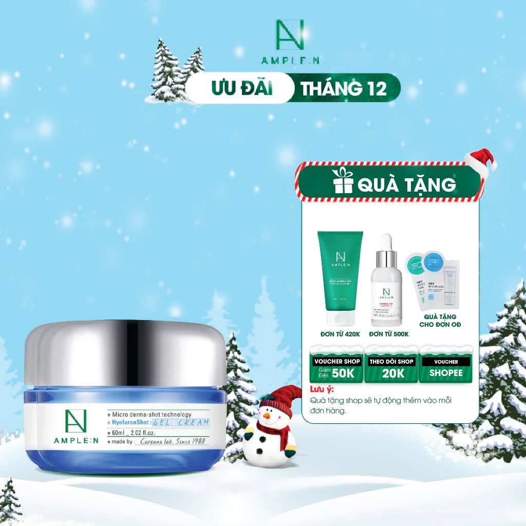Gel Dưỡng Ẩm Mỏng Nhẹ AMPLEN Hyaluron Shot Gel Cream 60ml