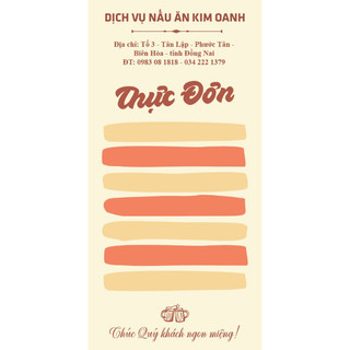 In menu tiệc cưới để bàn