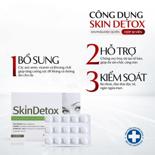 Viên uống Skin Detox Floslek Pharmalife hỗ trợ giảm mụn, giảm dầu nhờn giúp tăng cường đề kháng và dưỡng ẩm hộp 30