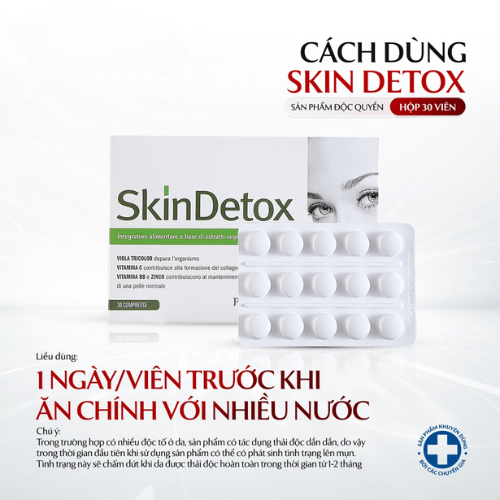 Viên uống Skin Detox Floslek Pharmalife hỗ trợ giảm mụn, giảm dầu nhờn giúp tăng cường đề kháng và dưỡng ẩm hộp 30