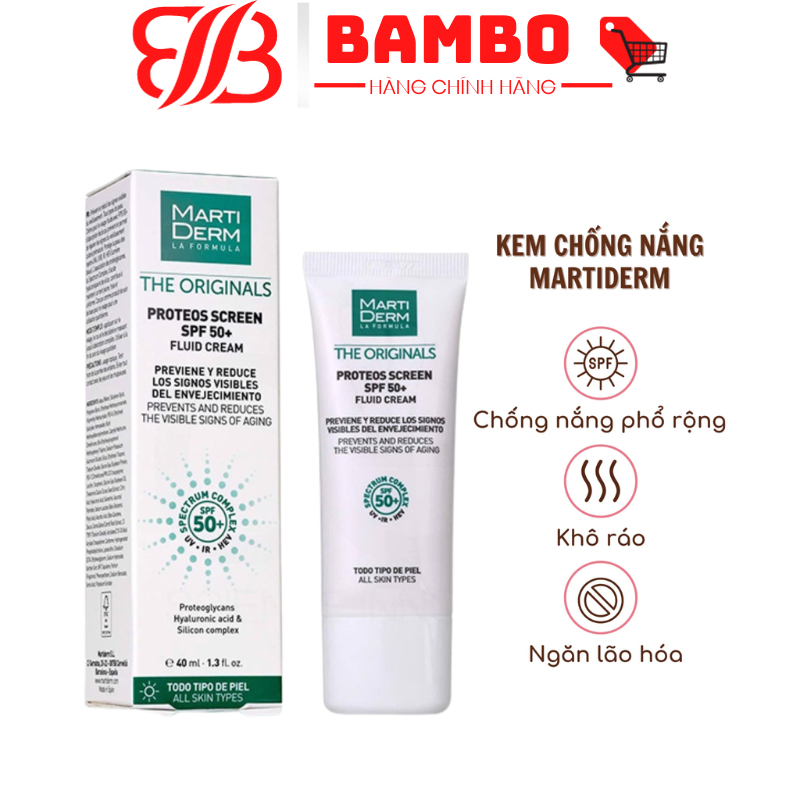 Kem Chống Nắng Phổ Rộng Toàn Diện Ngừa Lão Hóa Martiderm The Originals Proteos Screen SPF50+ 40ml