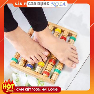Bàn lăn massage chân bằng gỗ cao cấp - Dụng cụ mát xa chân con lăn AT107