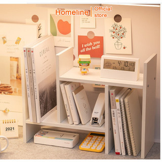Kệ giá sách mini gỗ MDF trang trí decor để bàn học làm việc tùy chỉnh kích thước đa năng HOMELINE đựng đồ sách vở - D07
