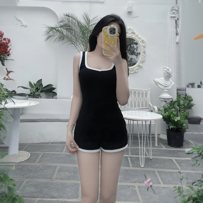 Bikini đồ bơi đi biển 1 mảnh viền trắng quần đùi 3 lổ BKN052 Bikini World | BigBuy360 - bigbuy360.vn