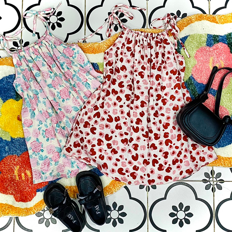 Váy hai dây Xô Muslin cho bé gái từ 8-20kg