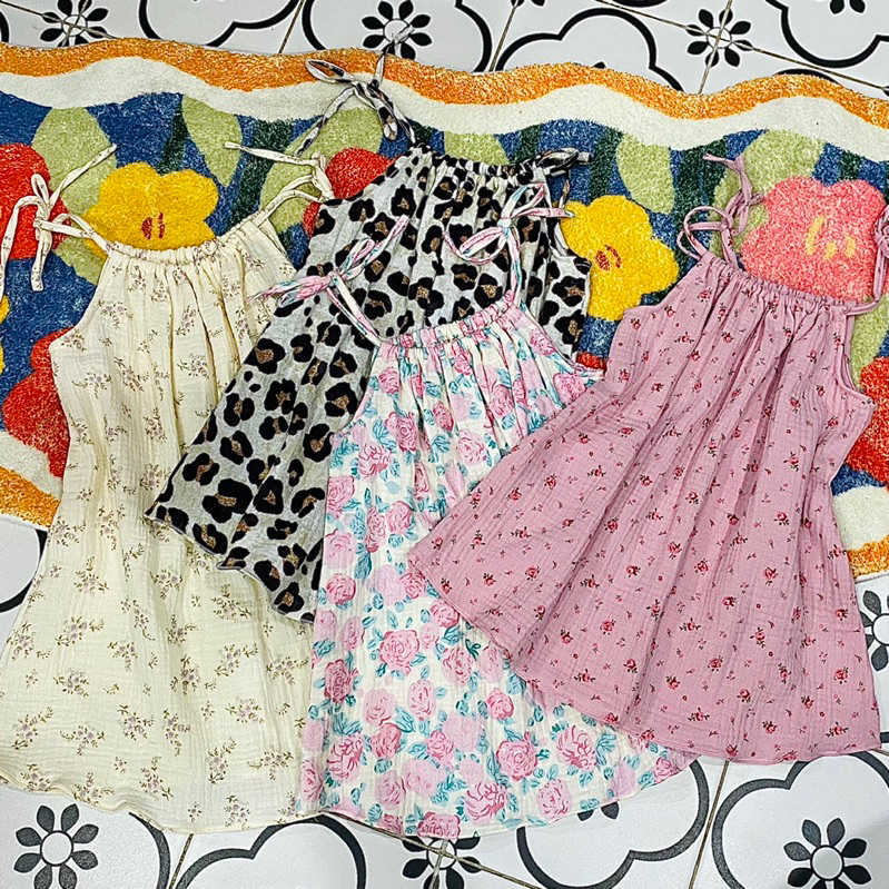 Váy hai dây Xô Muslin cho bé gái từ 8-20kg
