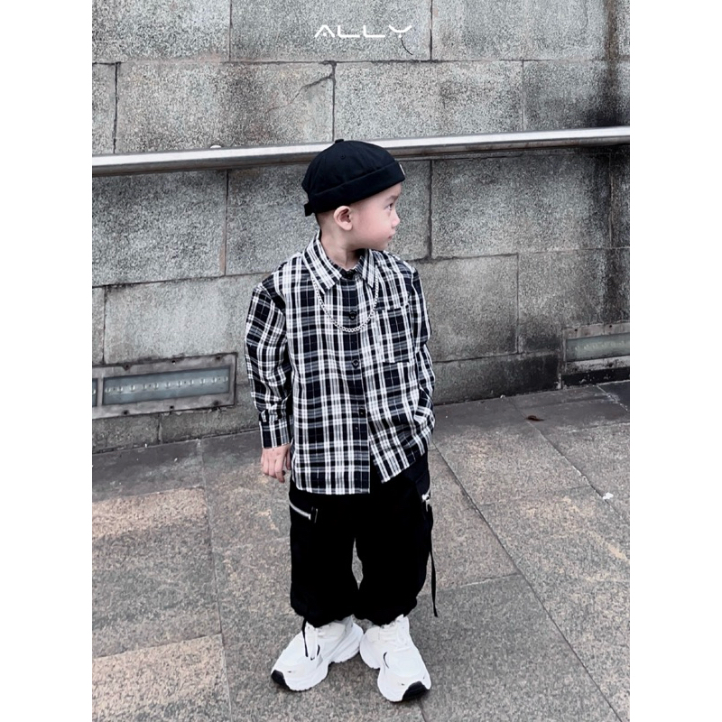 Áo sơ mi kẻ bé trai Ally store mã K700