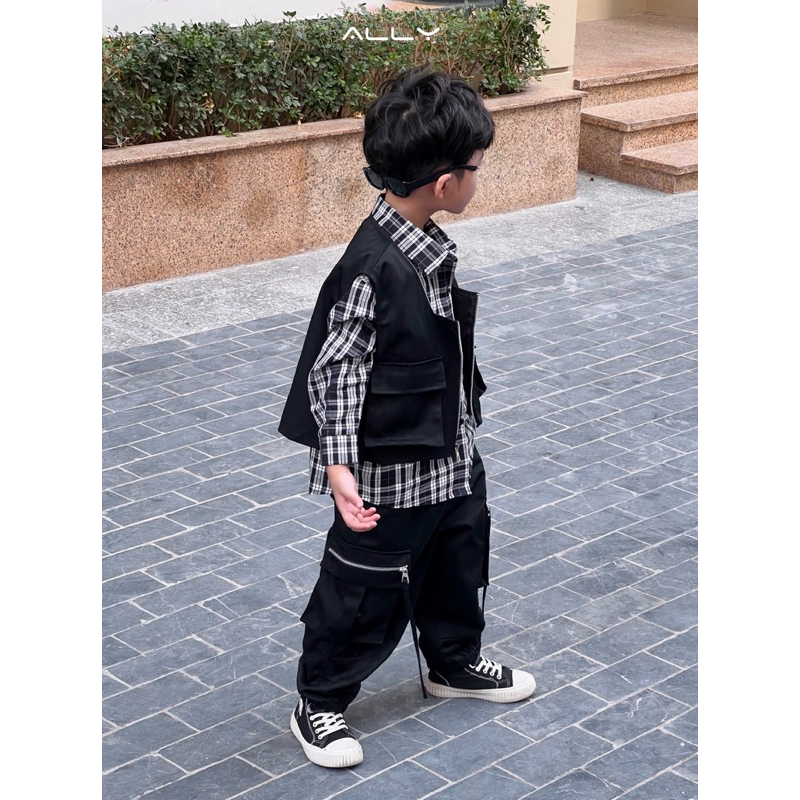 Áo sơ mi kẻ bé trai Ally store mã K700