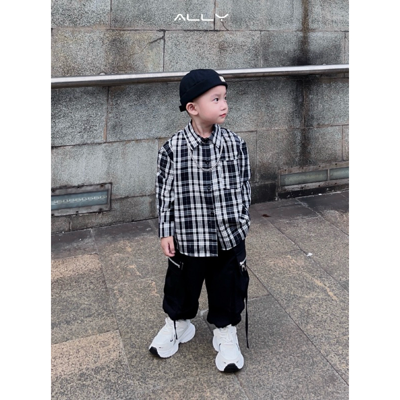 Áo sơ mi kẻ bé trai Ally store mã K700