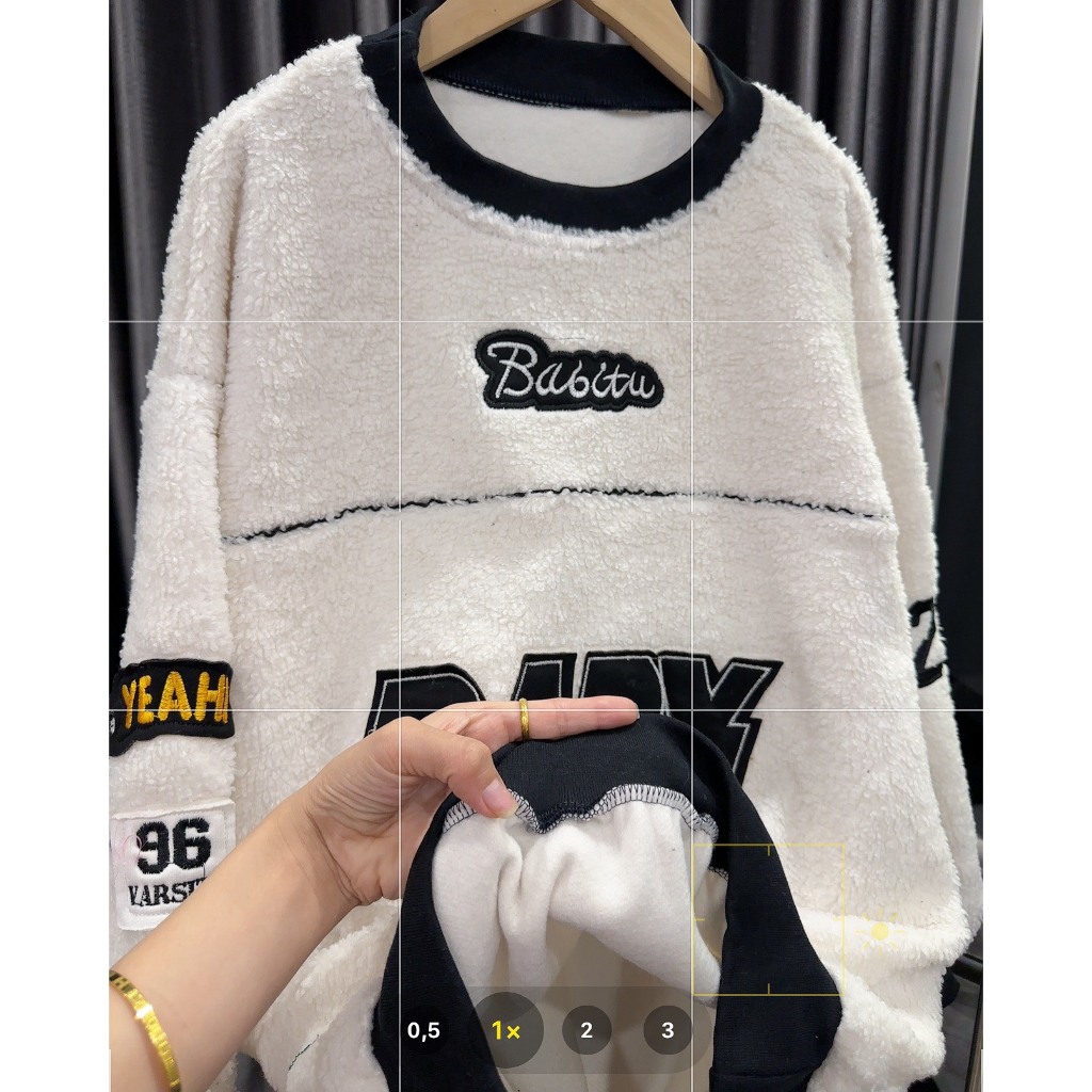 Áo lông unisex form rộng, áo sweater lông thêu chữ BABY nhiều màu chất liệu lông cừu nhân tạo