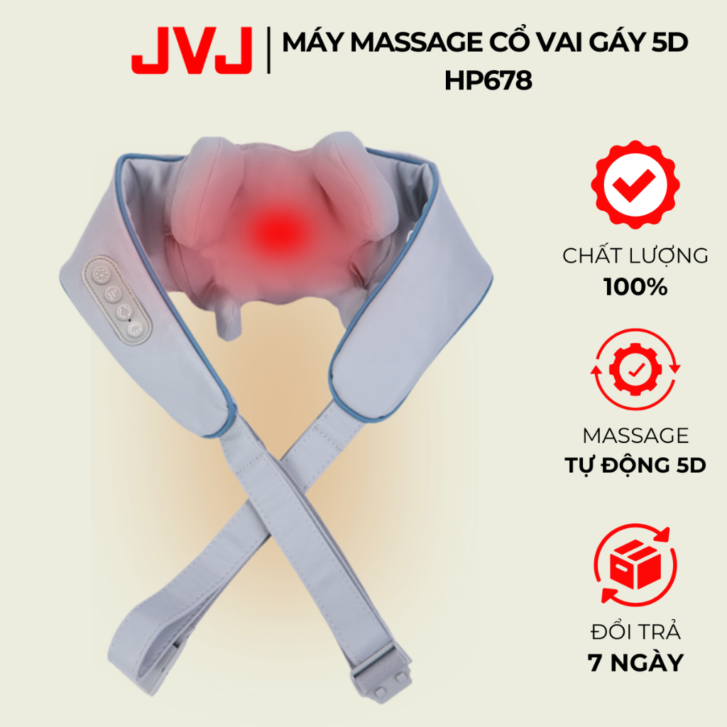 Máy Massage Cổ Vai Gáy Mini 5D Tự Động JVJ HP-678, Máy Massage Toàn Thân 2 Chế Độ, Mô Phỏng Như Bàn Tay - Bảo Hành 12Th