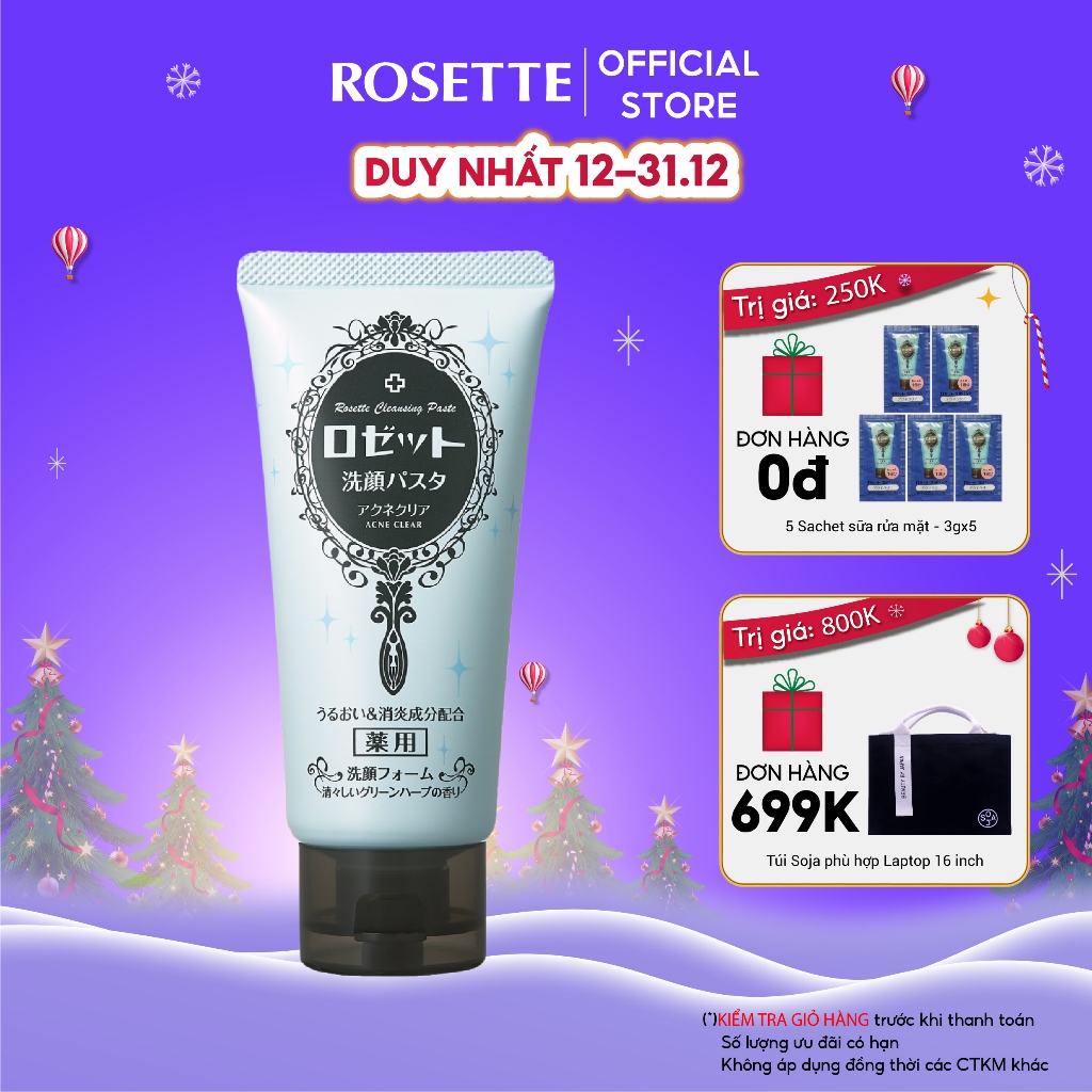 Sữa Rửa Mặt Làm Giảm Mụn Rosette Face Wash Pasta Acne Clear 120G