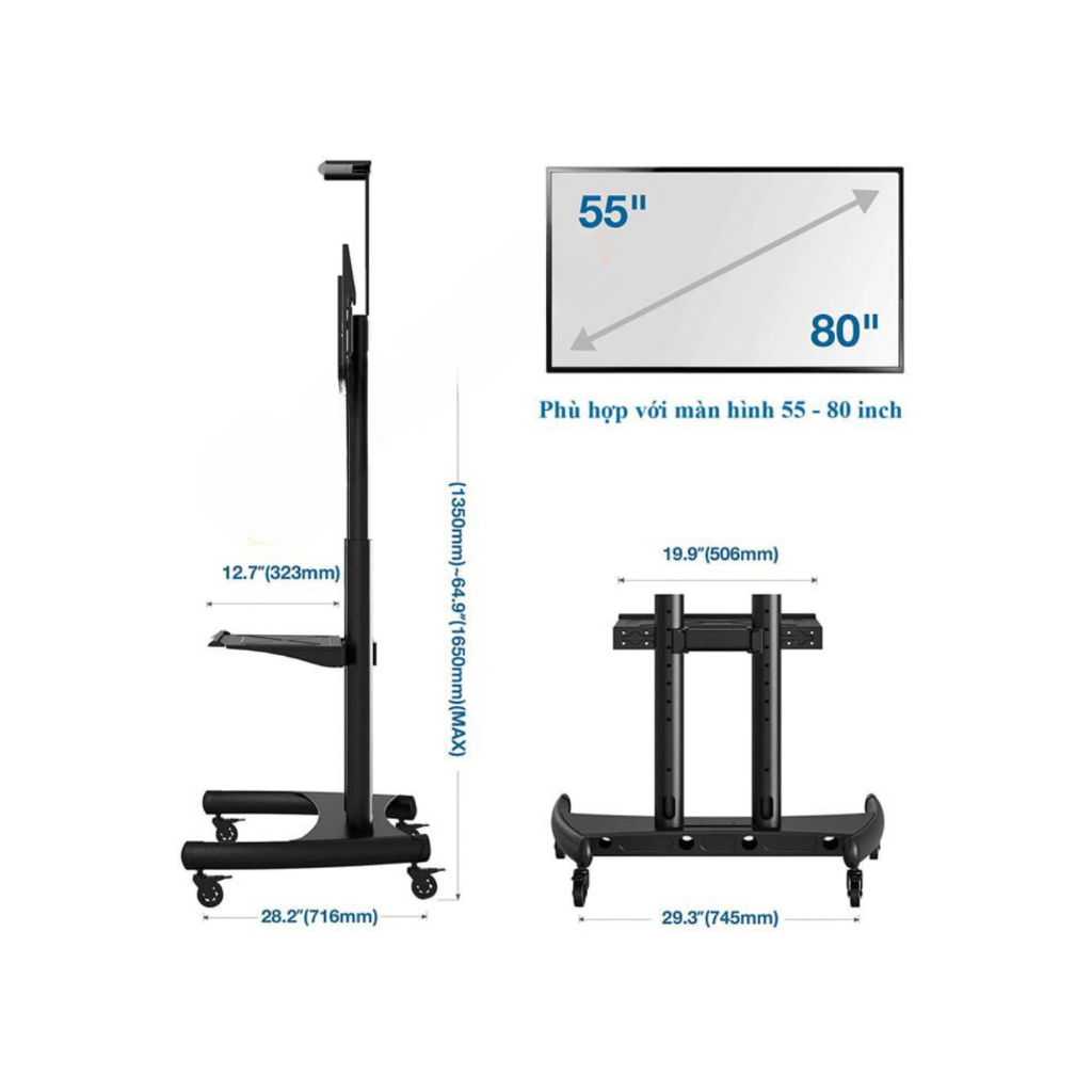 Giá Treo Tivi Chính Hãng NB AVA1800-70-1P  + bánh xe di chuyển linh hoạt