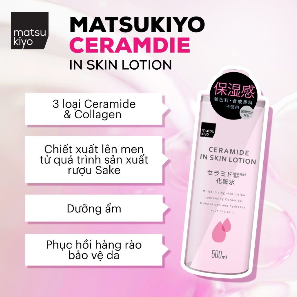 Lotion dưỡng ẩm Matsukiyo 500ml chiết xuất ý dĩ/ ceramide/ lô hội