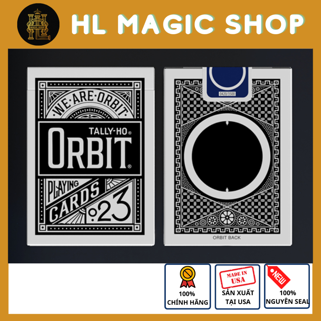 Bộ bài tây, bài ảo thuật Orbit Tally Ho Circle Back (Black) Playing Cards - Hàng Chính Hãng [ Hàng M