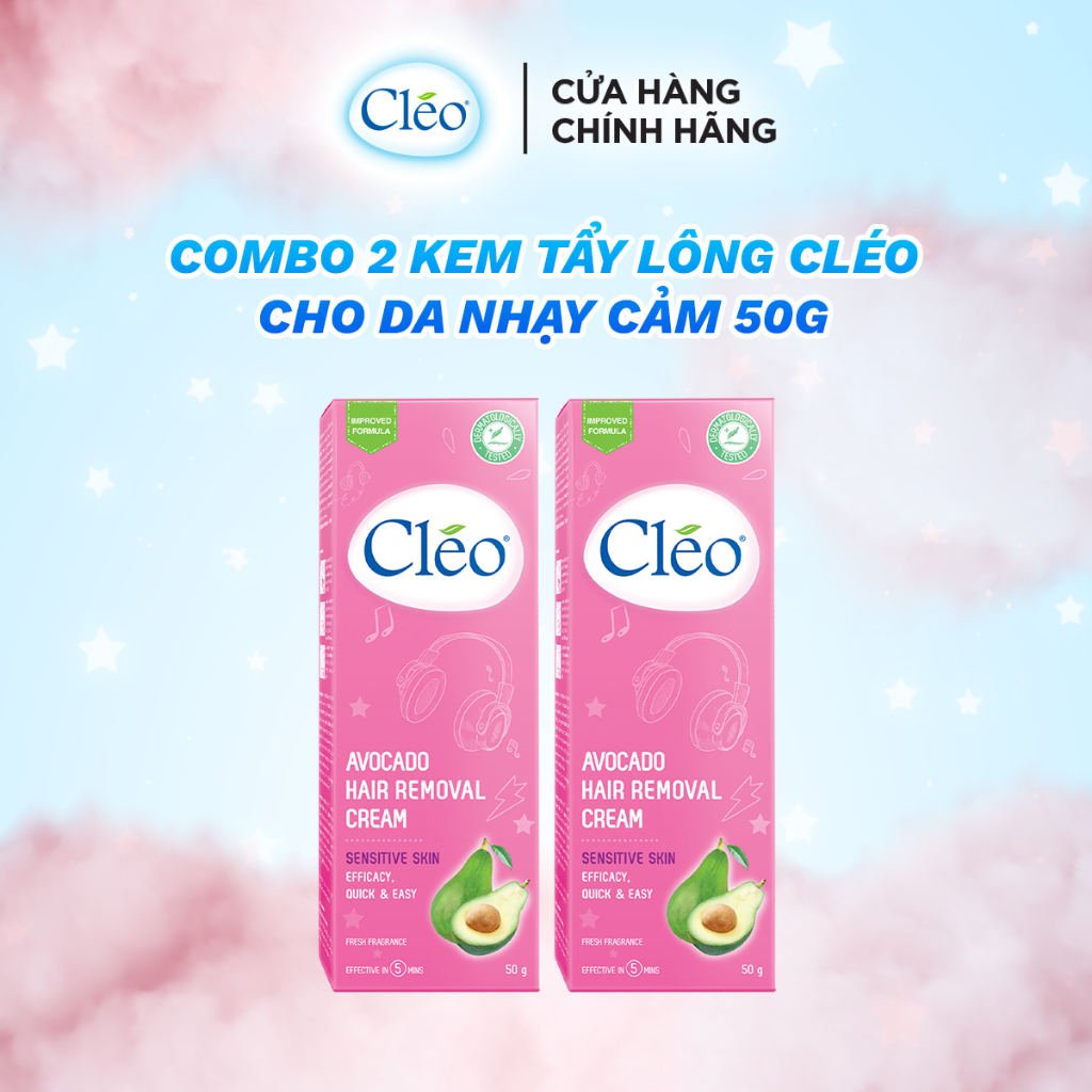 Combo 02 Kem Tẩy Lông Cho Da Nhạy Cảm Cleo Avocado Hair Removal Cream 50g/ tuýp