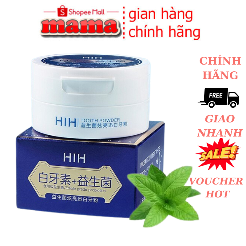 Bột trắng răng HIH Brightening,khử hôi miệng, giảm vết ố trên răng làm trắng răng sau 2 tuần sử dụng hộp 50g chính hãng