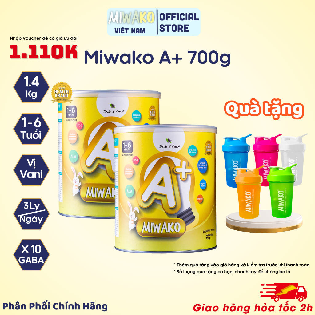 Sữa Công Thức Hạt Thực Vật Hữu Cơ MIWAKO A+ 700gr ( x2 hộp - 1.4kg) - Miwako Official