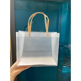 Set 10 cái- 30x25cmTúi Nhựa Trong Cán Mờ, Túi Ngang quai xách