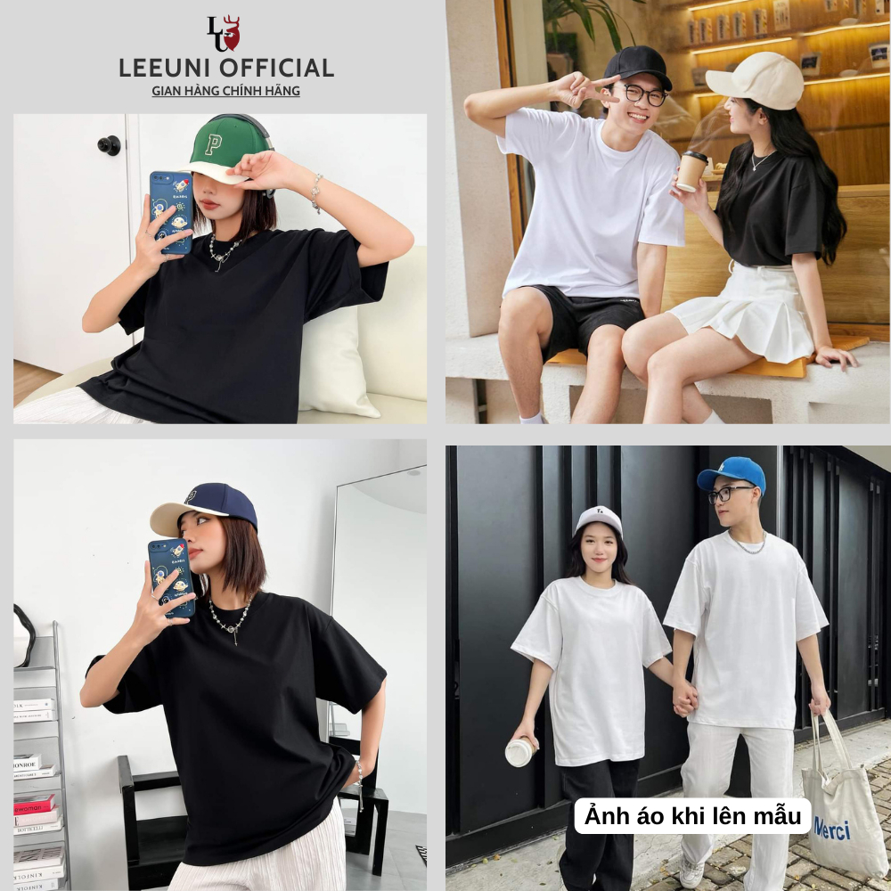 Áo Thun Tee Trơn LeeUni Nam Nữ Form Rộng, Chất Vải Cotton 100%
