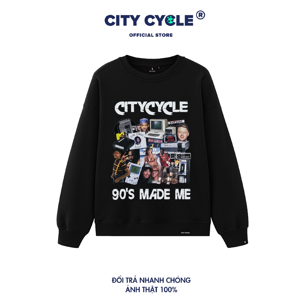 Áo sweater 1990s City Cycle nỉ da cá cotton form rộng oversize unisex Local Brand