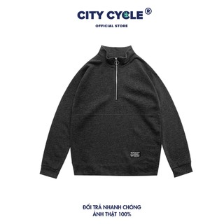 Áo sweater local brand phối khóa cổ Korea City Cycle nỉ bông form rộng oversize unisex