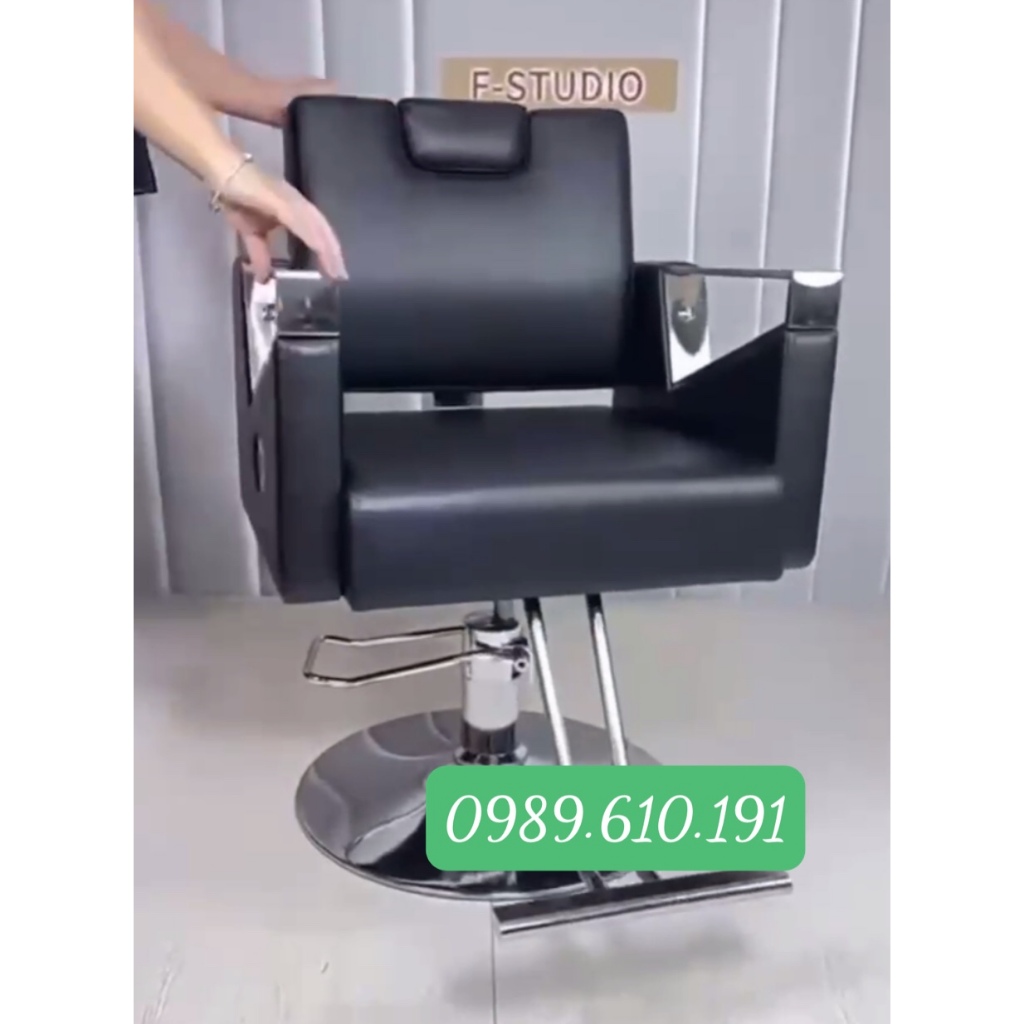Ghế cắt nam nữ chuyên dùng trong salon, ghế cắt tóc tay vịn tam giác, ghế cắt bamber chân inox