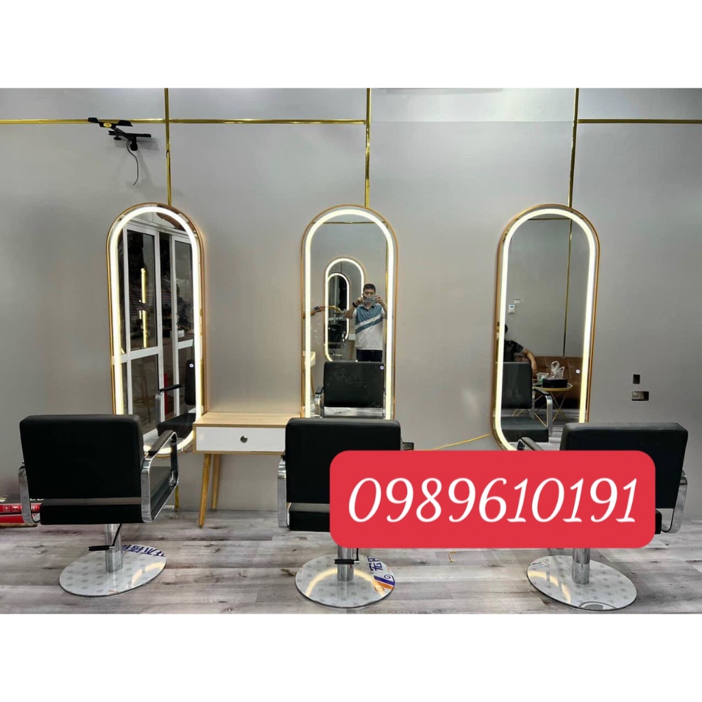 Ghế cắt nam nữ chuyên dùng trong salon, ghế cắt tóc tay vịn tam giác, ghế cắt bamber chân inox