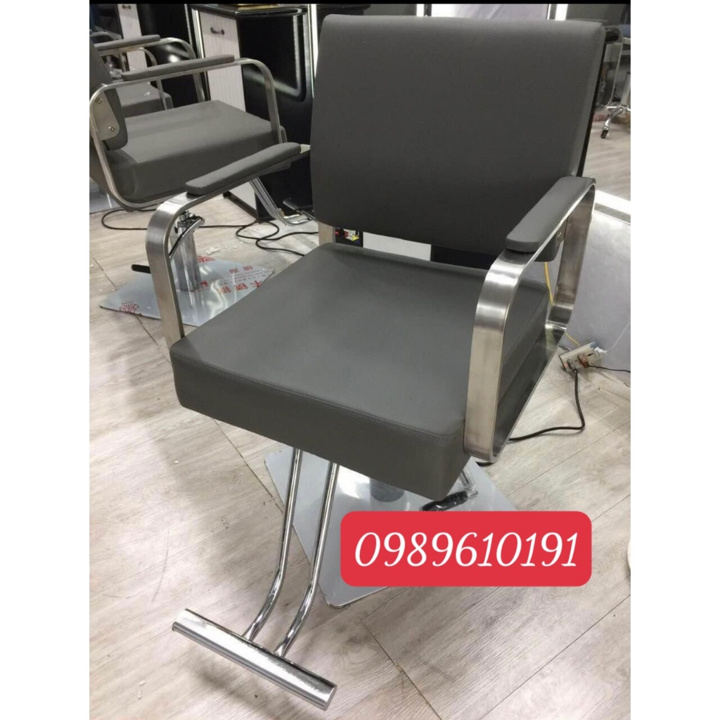 Ghế cắt nam nữ chuyên dùng trong salon, ghế cắt tóc tay vịn tam giác, ghế cắt bamber chân inox