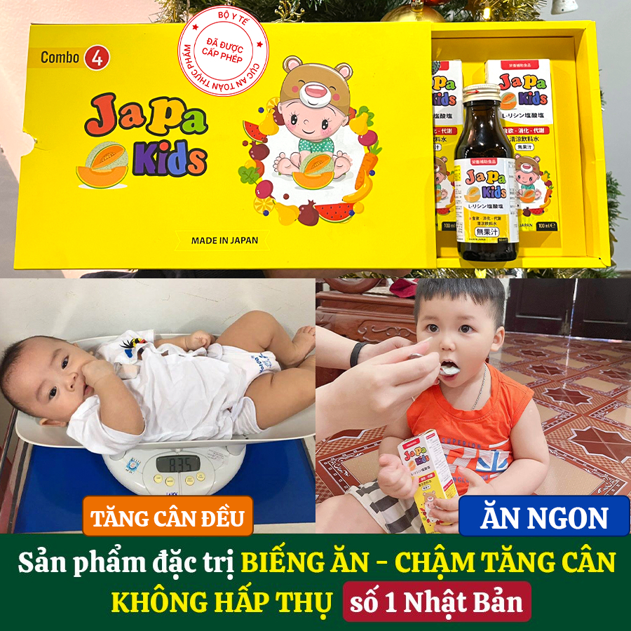 Combo mua 3 Tặng 1 siro ăn ngon Japa kids lọ 100ml cải thiện tầm vóc cho bé hỗ trợ biếng ăn tăng cân