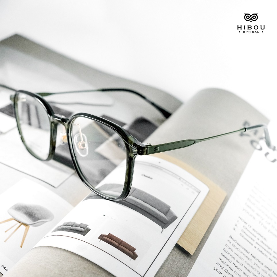 Gọng kính cận oversized nam nữ bt625 - Hibou Optical tặng kèm hộp và khăn lau kính chuyên dụng